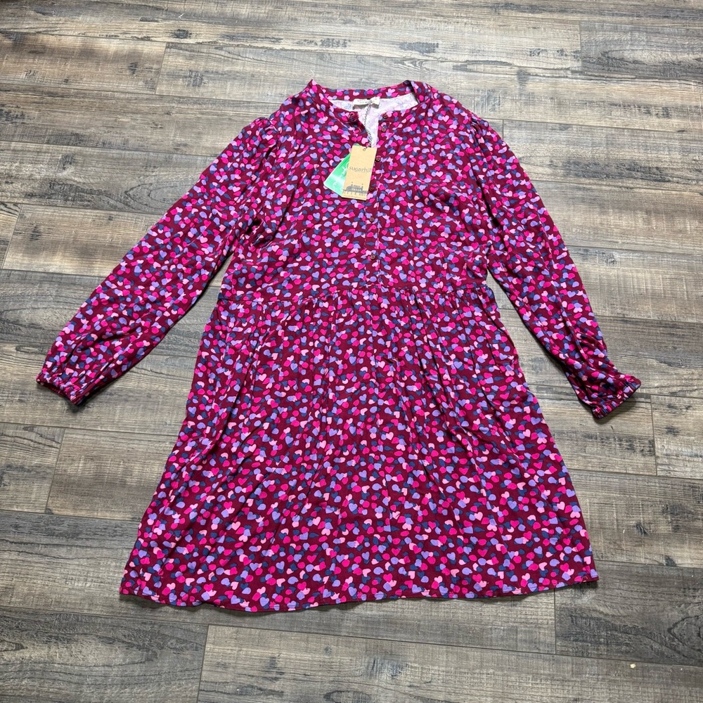 Sugarhill Danica Smock Dress 1/2 Button Down Long Sleeve Eco-Vero Size 8 NWT